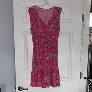 LOFT Pink Floral Midi Dress